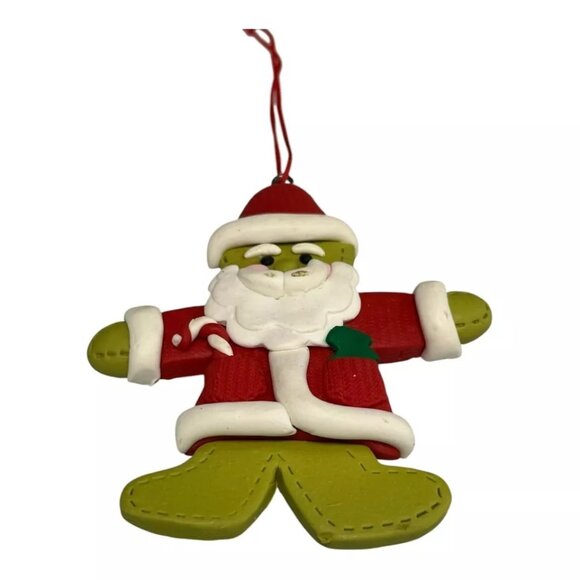 Santa Claus Gingerbread Clay Ornament Hanging Christmas Tree Holiday Décor - Picture 1 of 3